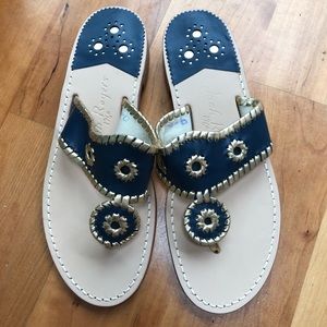 NEW Jack Rogers Midnight /Gold Women Sandals 9.5